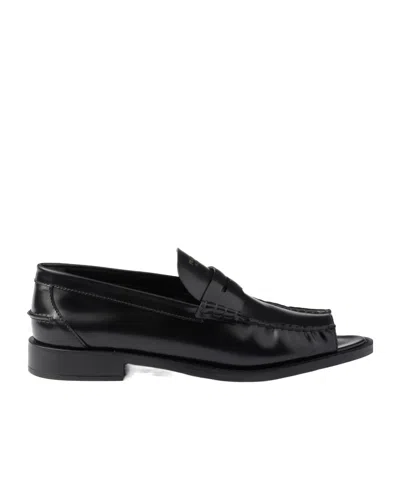 Prada Logo-printed Penny Loafers In Black