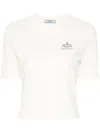 Prada Women Crop Logo Print T-shirt In Nude & Neutrals