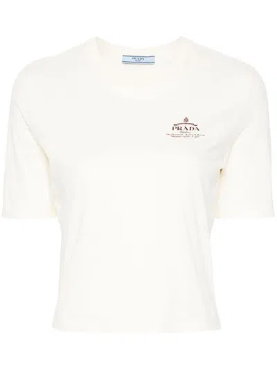 Prada Logo Printed T-shirt In White