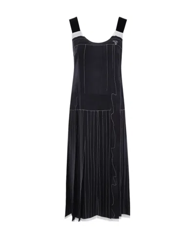 Prada Sleeveless Silk Midi Dress In Navy