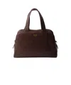 Prada Logo-printed Zipped Tote Bag In Brown
