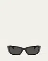 Prada Logo Propionate & Plastic Wrap Sunglasses In Black