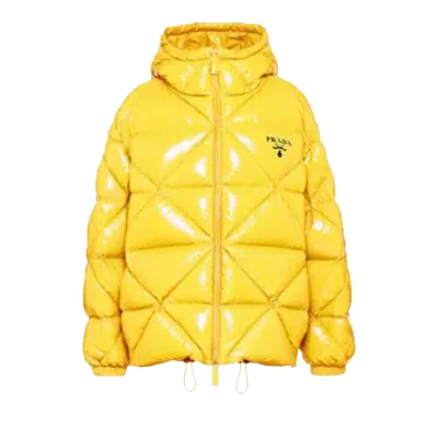 Pre-owned Prada Logo Puffer Quilted Coat 'yellow' | Women's Size 40