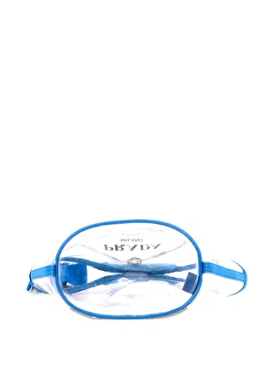 Pre-owned Prada Logo Pvc Tote Bag In Blue