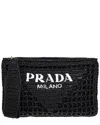 Prada Logo Zip Clutch Bag In Black