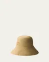 Prada Braided Raffia Logo Bucket Hat