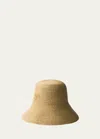Prada Braided Raffia Logo Bucket Hat In F0018 Naturale