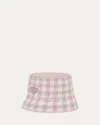 Prada Logo Raffia Bucket Hat In F0e18 Alabastro