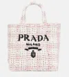 Prada Logo Raffia-effect Shopper In Pink
