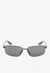 Prada Logo Rectangular Sunglasses In Neutral