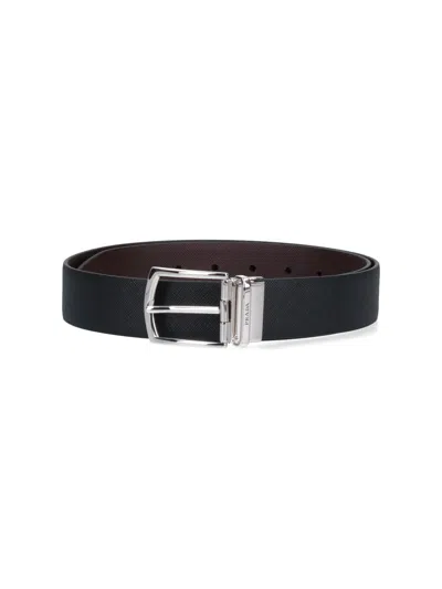 Prada Logo Reversible Belt In Black  