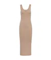 Prada Logo Round-neck Dress In Beige Khaki