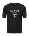 Prada Logo Intarsia Wool Sweater In Black
