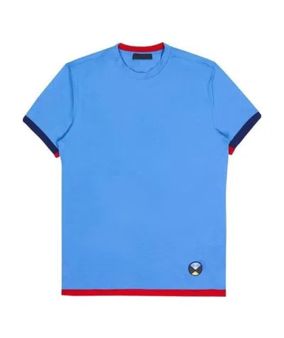 Prada Logo Round-necked T-shirt In Blue