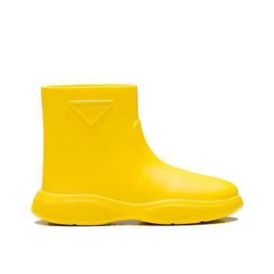 Pre-owned Prada Logo Rubber Boots In Yellow
