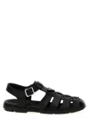 Prada Black Rubber Sandals With Tech Straps And Buckle Closure In Black