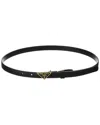 Prada Triangle Logo Saffiano Leather Belt In Black