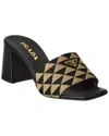 Prada Triangolo Jacquard Flat Slide Sandals In Black