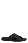 Prada Triangle Logo Criss-cross Sandals