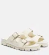 Prada Womens Neutral Double-buckle Rubber Slides Eur 35 / 2 Uk