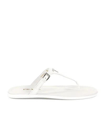 Prada Logo Sandals In White