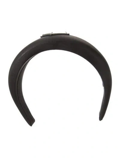 Pre-owned Prada Logo Satin Headband In Black