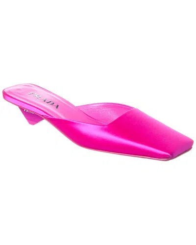 PRADA PRADA LOGO SATIN MULE