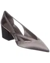 Prada Pointed Toe Block Heel Cut-out Pumps In Grey