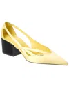 Prada Logo Satin Pointy-toe Pump In Multi