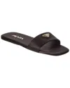 Prada Triangle-logo Slip-on Sandals In Black