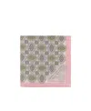 Prada Patterned Cotton Scarf With Fringed Edges In Gray