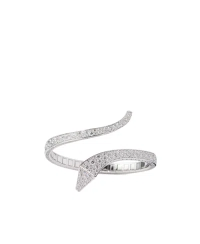 Prada Logo Serpentine Bracelet In White Gold/ White
