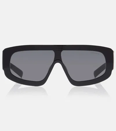 Prada Logo Shield Sunglasses In Black