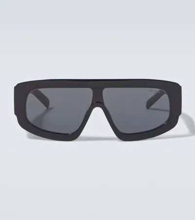 Prada Logo Shield Sunglasses In Black