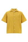 Prada Men's Mustard Poplin Shirt In Yellow