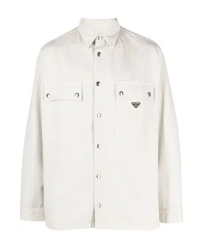 Prada Shirts With Long Sleeves And Chest Pocket In Beige O Tan 