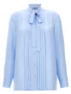 Prada Bow Tie Collar Shirt Pleated Front
