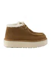 Prada Suede Lace-up Flatform Boots In Brown