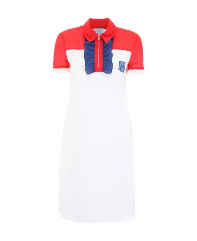 Prada Logo Short-sleeved Dress In White