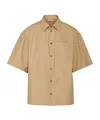Prada Leather Shirt With Back Yoke And Chest Pocket In Brown