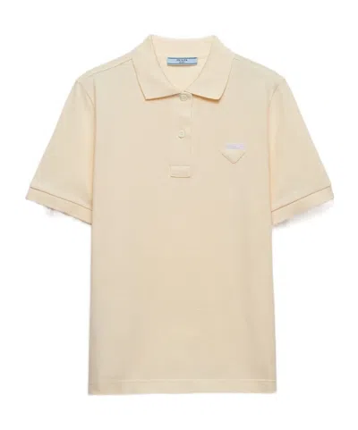 Prada Logo Short-sleeved Polo Shirt In Yellow