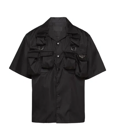 PRADA PRADA TRIANGLE-PLAQUE SHORT-SLEEVED CARGO SHIRT