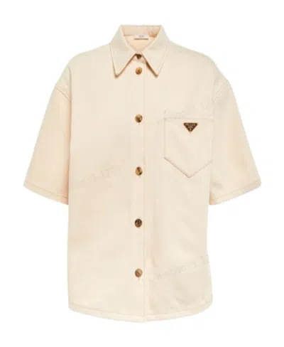 Prada Logo Short-sleeved Shirt In Nude