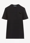 Prada Jersey T-shirt With Velvet Triangle In Black