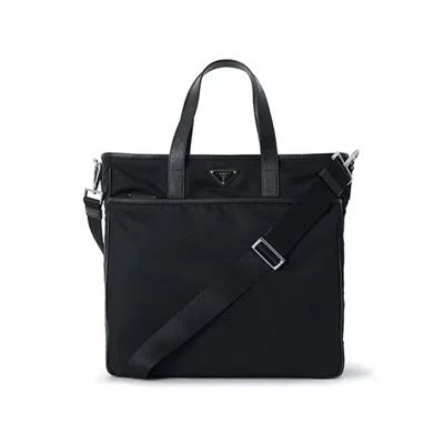 Prada Logo Shoulder Bag In Black