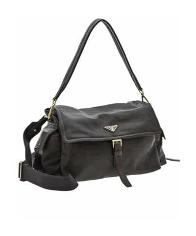 Prada Logo Shoulder Bag In Brown