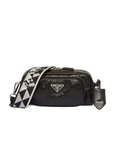 Prada Nappa Leather Shoulder Bag In Black