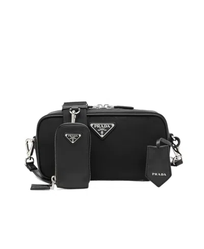 Prada Logo Shoulder Bag In Black