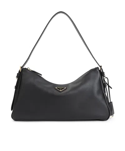 Prada Logo Shoulder Bag In Black