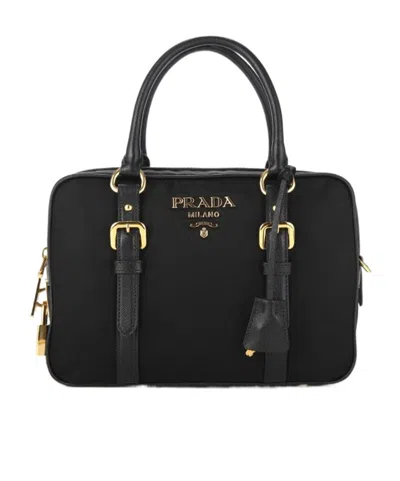 Prada Logo Shoulder Bag In Black